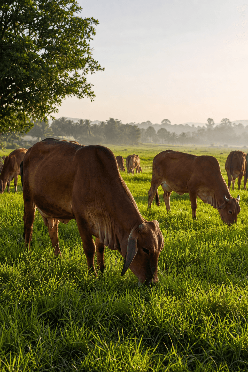 Cows grazing on natural pasture